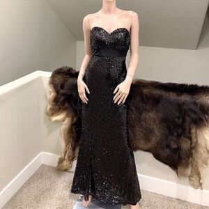 New  Strapless Sparkly Sequined  Evening Dress